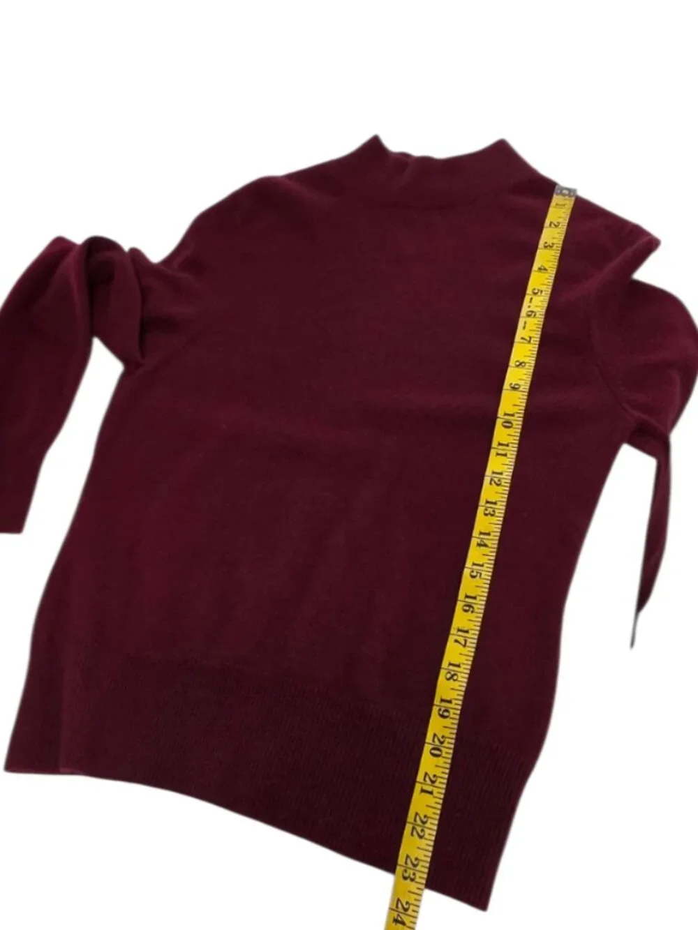 Prive Long Sleeve Mock Neck 100% Cashmere Long Sleeve Shirt, Red, Size Womens S - Picture 5 of 6